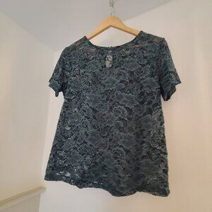 Emerald green lace top